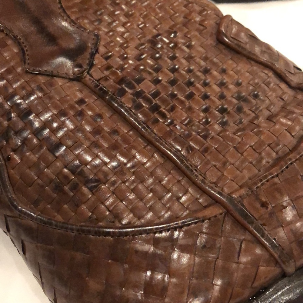 Enzo Angiolini brown woven leather bootie - Picture 2 of 4